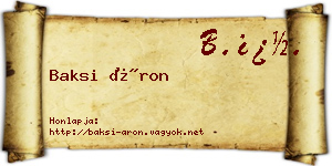 Baksi Áron névjegykártya