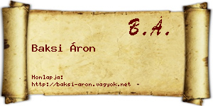 Baksi Áron névjegykártya